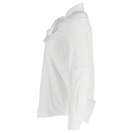 Valentino-Camicia Valentino con fiocco al collo in cotone bianco-Bianco