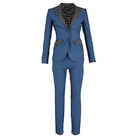 Dolce & Gabbana-Dolce & Gabbana Blazer and Trousers Set in Blue Cotton-Blue,Light blue
