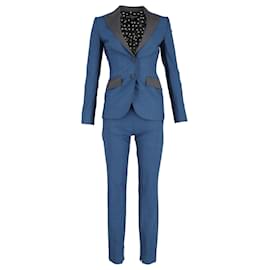Dolce & Gabbana-Dolce & Gabbana Blazer and Trousers Set in Blue Cotton-Blue,Light blue