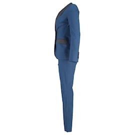 Dolce & Gabbana-Dolce & Gabbana Blazer and Trousers Set in Blue Cotton-Blue,Light blue