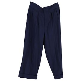 Calça Marni Plissada em Lã Azul Marinho Azul Azul marinho