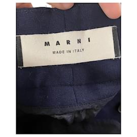 Marni-Marni Pleated Trousers in Navy Blue Wool-Blue,Navy blue