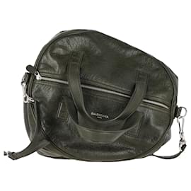 Balenciaga-Balenciaga Air Hobo Round Bag in Dark Green Leather-Green