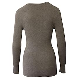 Iro-Iro Alida Lace Front Knit Top in Grey Viscose-Grey