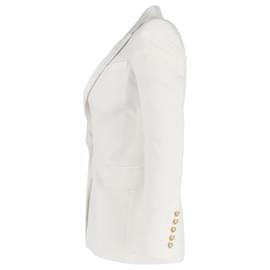 Balmain-Balmain Single-Breasted Blazer in White Viscose-White