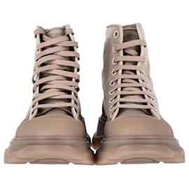 Alexander Mcqueen-Alexander McQueen Bottes Tread Slick en maille en nylon beige-Marron,Beige