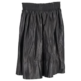 Givenchy-Givenchy Gartered Skirt in Black Leather-Black