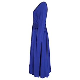 Gabriela Hearst-Gabriela Hearst Robe midi plissée Herminia en soie bleue-Bleu