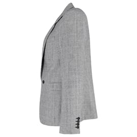 Saint Laurent-Saint Laurent Houndstooth Blazer in Grey Cotton-Grey