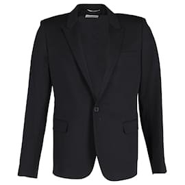 Céline-Celine Blazer de peito único em preto Lana Vergine-Preto