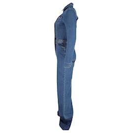 Valentino-Valentino Long Sleeve Jumpsuit in Blue Cotton Denim-Blue,Light blue
