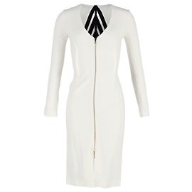 Vestido bodycon com zíper frontal Roland Mouret em lã creme Branco Cru