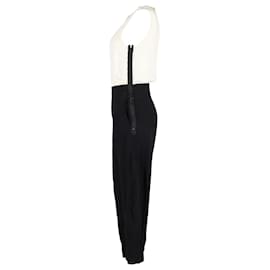 Lanvin-Lanvin Sleeveless Jumpsuit in Black and Cream Viscose-White,Cream