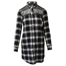 Maje-Maje Raja Lace Yoke Plaid Shirt Dress in Multicolor Cotton-Other,Python print