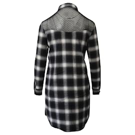 Maje-Maje Raja Lace Yoke Plaid Shirt Dress in Multicolor Cotton-Other,Python print