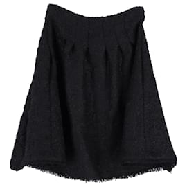 Christian Dior-Christian Dior A-Line Skirt in Black Wool-Black