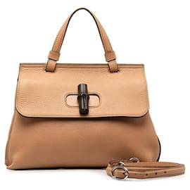 Gucci-Bolso diario de cuero de bambú Gucci Bolso de cuero 370831 en buen estado-Otro