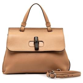 Autre Marque-Leather Bamboo Daily Handbag 370831-Other