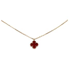 Van Cleef & Arpels-18k Carnelian Sweet Alhambra Pendant Necklace-Other