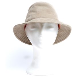 Loro Piana Bob M Beige Grau Wildleder Fischerhut Beige Grau