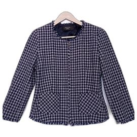 Weekend Max Mara Max Mara Weekend Navy Blue Tweed Baumwolljacke Blau