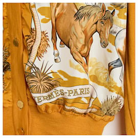 Hermès-Hermes Top Cardigan FR38 Les Mustangs Twillaine US8-Multicolore