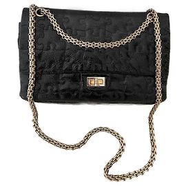 Chanel Reissue 2.55 Lego Handtasche aus schwarzem Lackleder Schwarz