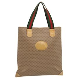 Gucci-GUCCI Micro GG Supreme Web Sherry Line Tote Bag Beige 02 37 1300 auth 68047-Beige