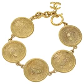 Chanel-CHANEL COCO Mark Bracelet Gold Tone CC Auth bs12495-Other