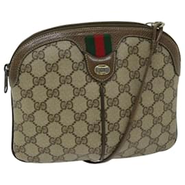 Gucci-GUCCI GG Supreme Web Sherry Line Shoulder Bag PVC Beige 904 02 047 auth 68207-Beige