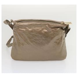 Fendi-FENDI Shoulder Bag Leather Bronze Auth hk1152-Bronze