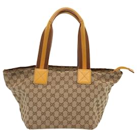 Gucci-GUCCI GG Canvas Sherry Line Tote Bag Yellow Beige Brown 131230 auth 67818-Brown,Beige,Yellow