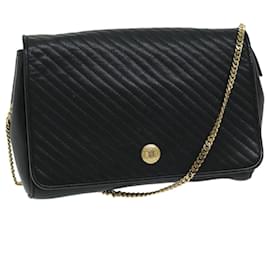 Céline-CELINE Borsa a tracolla con catena Pelle Nera Auth 67658-Nero