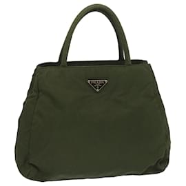 Prada-PRADA Hand Bag Nylon Khaki Auth 67980-Khaki