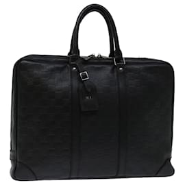 Louis Vuitton-LOUIS VUITTON Damier Infini Porte Documents Voyage Bag Negro N41146 base de autenticación12526-Negro