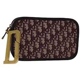 Christian Dior-Christian Dior Trotter Canvas Clutch Bordeaux Auth 67458EIN-Andere