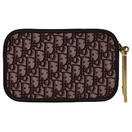 Christian Dior-Christian Dior Trotter Canvas Clutch Bag Bordeaux Auth 67458A-Other