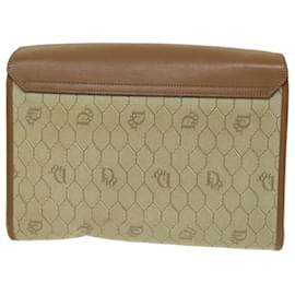 Christian Dior-Christian Dior Bolso de hombro de lona en forma de panal Cuero de PVC Beige Auth bs12456-Beige