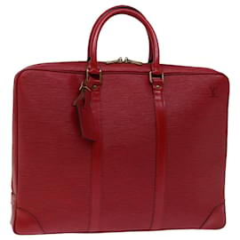 Louis Vuitton-LOUIS VUITTON Epi Porte Documents Voyage Business Bag Rojo M54477 Bases de autenticación de LV12530-Roja