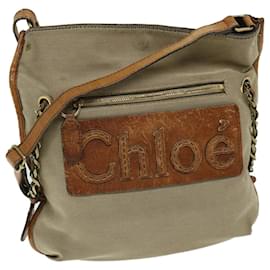 Chloé-Chloe Harley Shoulder Bag Canvas Leather Beige Brown Auth 67268-Brown,Beige