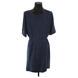 Saint Laurent-Vestido de seda-Azul