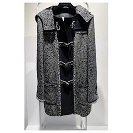 Chanel-Cappotto parka nero in tweed CC Closures-Nero