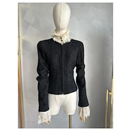 Chanel-Veste en tweed noir à boutons CC Lesage-Noir