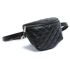 Chanel-Chanel Classique CC Bag On adjustable Belt Leather Black Pristine-Noir