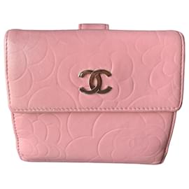 Chanel-CHANEL portefeuille bifold Camelia-Rose,Gris