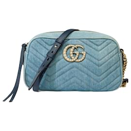 Gucci-GUCCI Marmont Bag in Blue Denim - 101769-Blue
