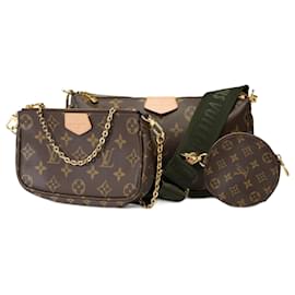 Louis Vuitton-Bolso de accesorios LOUIS VUITTON Multi Pochette en lona marrón - 101775-Castaño