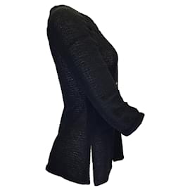 Autre Marque-Chanel Jaqueta preta de malha aberta com botão frontal-Preto