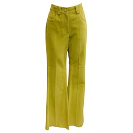 Autre Marque-Pantalon en daim vert citron Marni-Vert