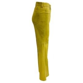 Autre Marque-Pantalon en daim vert citron Marni-Vert